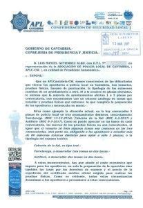 Contestación a la solicitud de unificación de temario y pruebas de las oposiciones a policía local en Cantabria Solicitud unificacion pruebas oposicion PL Cantabria (1) Pincha en la imagen para ampliar