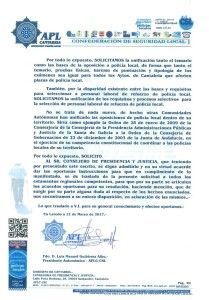 Contestación a la solicitud de unificación de temario y pruebas de las oposiciones a policía local en Cantabria Solicitud unificacion pruebas oposicion PL Cantabria (2) Pincha en la imagen para ampliar