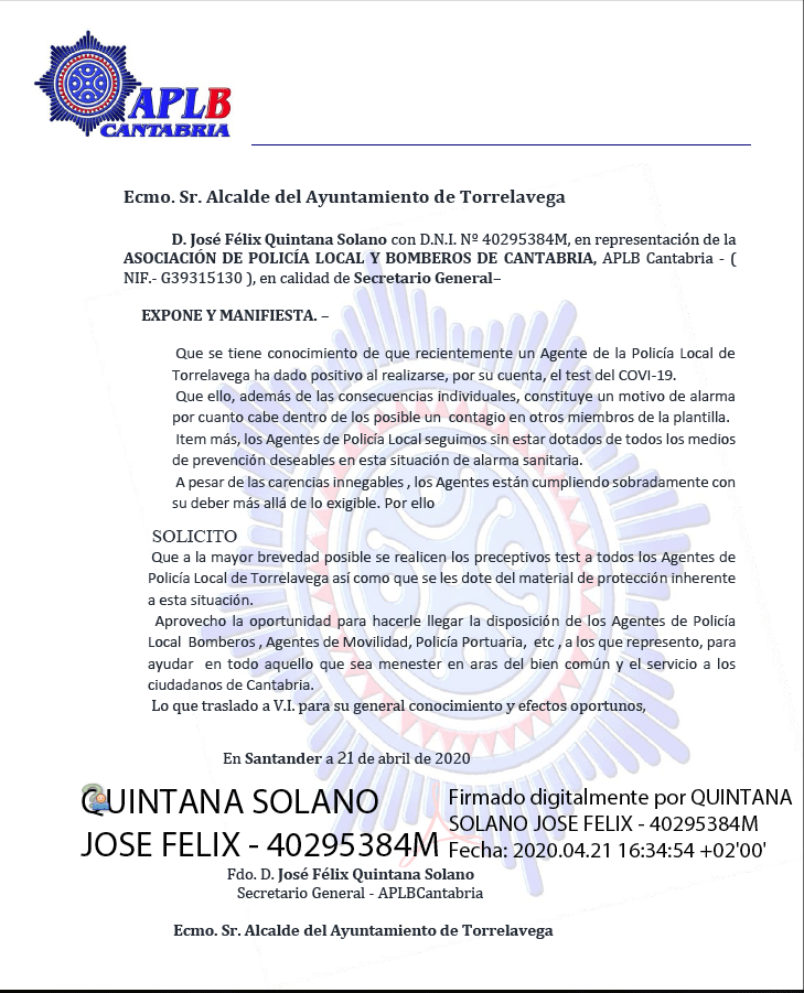 Carta Al Alcalde De Torrelavega