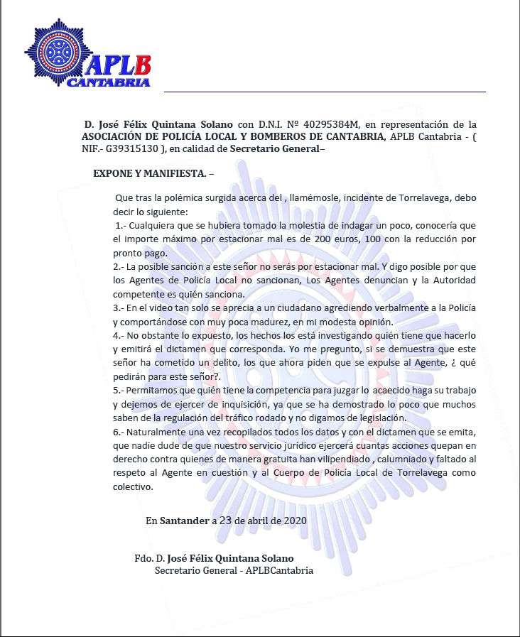 Escrito Incidente En Torrelavega